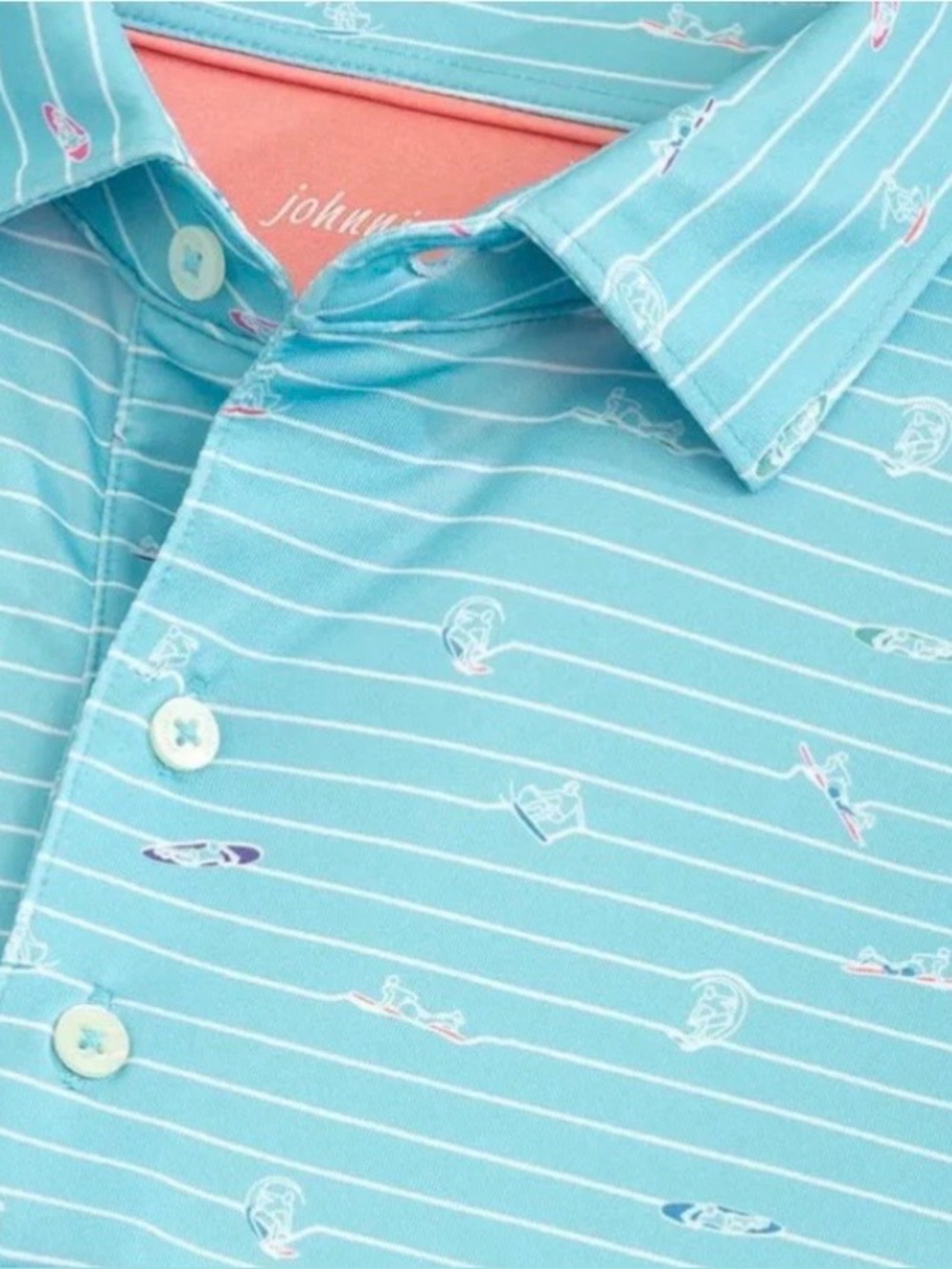 Johnnie O Surfin’ Striped Polo in Baja blue